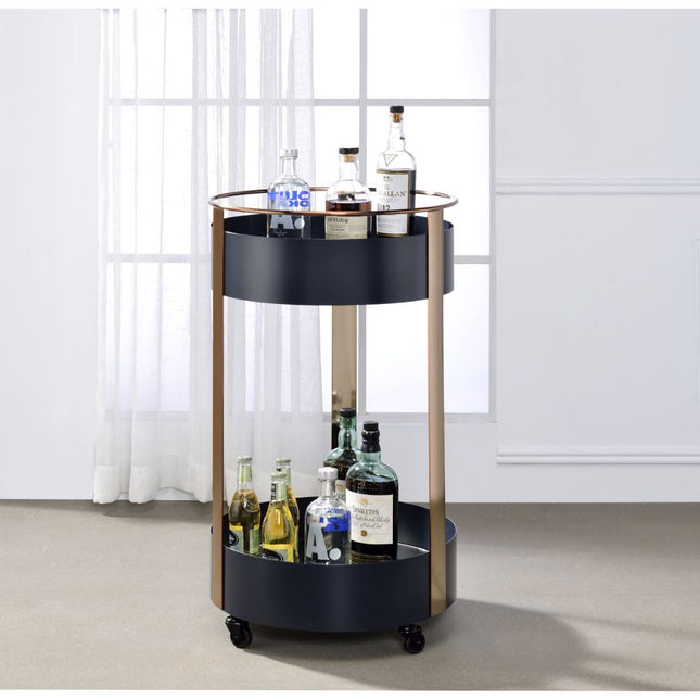 Narrel - Serving Cart - Onyx & Copper - Tony's Home Furnishings