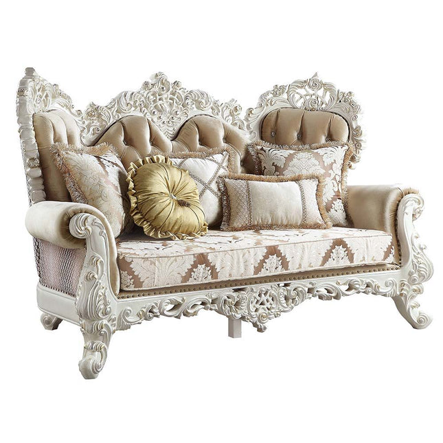 Vanaheim - Loveseat - Fabric & Antique White Finish - Tony's Home Furnishings