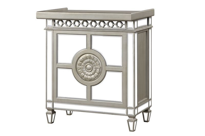 Varian II - Wine Cabinet - Mirrored & Antique Platinum - 43" - Tony's Home Furnishings
