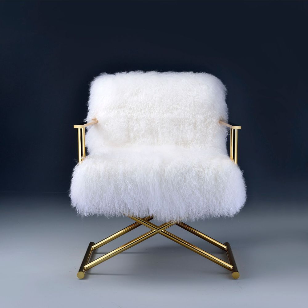 Bagley - Accent Chair - Wool & Gold Brass - Tony's Home Furnishings