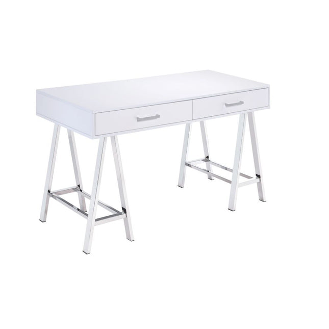 Coleen - Desk - White High Gloss & Chrome - Tony's Home Furnishings