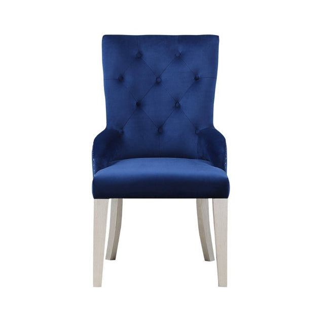 Varian - Side Chair - Blue Fabric & Antique Platinum - Tony's Home Furnishings