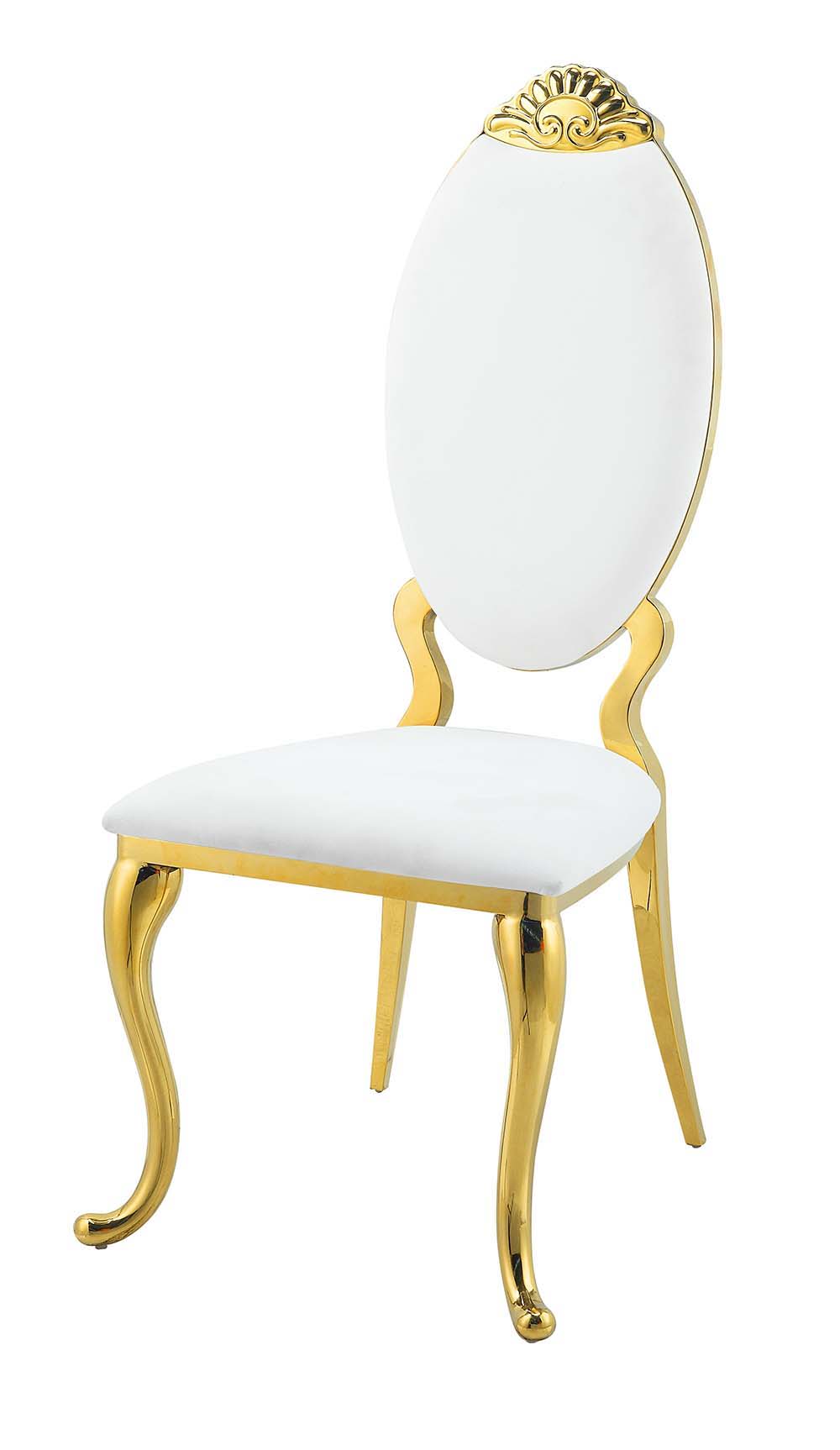 Fallon - Side Chair (Set of 2) - White PU & Mirroed Gold Finish - Tony's Home Furnishings