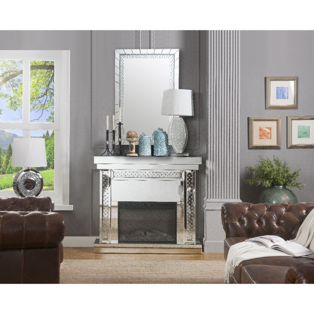Nysa - Fireplace - Mirrored & Faux Crystals - 42" - Tony's Home Furnishings