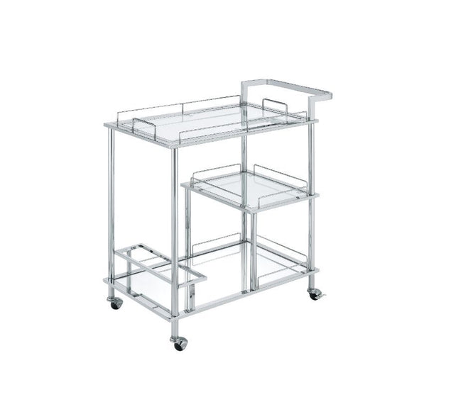 Splinter - Serving Cart - Clear Glass & Chrome Finish - Tony's Home Furnishings