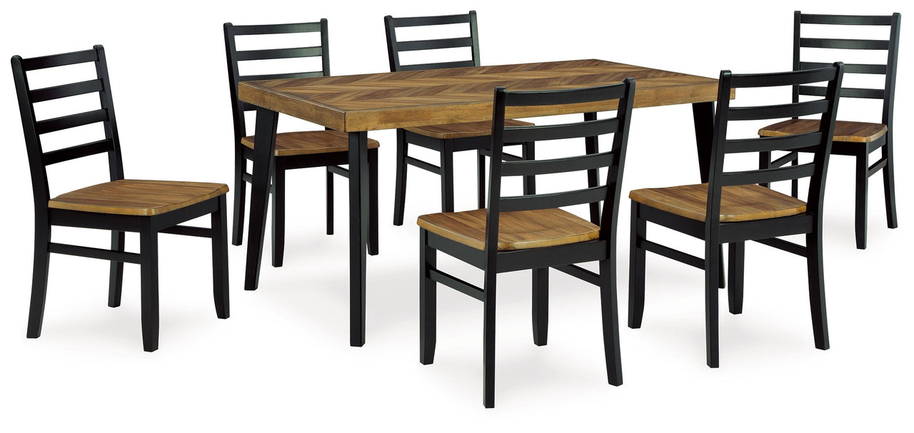 Blondon - Brown / Black - Rectangular Drm Table Set (Set of 7) - Tony's Home Furnishings