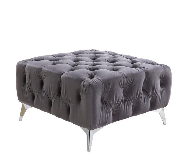 Wugtyx - Ottoman - Dark Gray Velvet - 18" - Tony's Home Furnishings