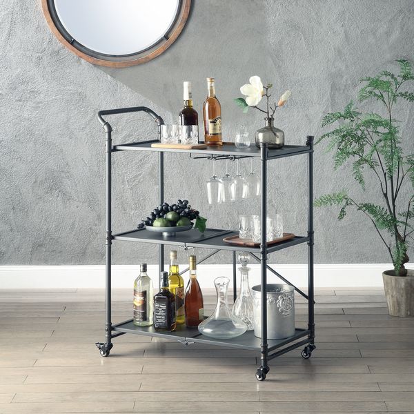 Cordelia - Serving Cart - Sandy Black, Dark Bronze Hand-Brushed Finish - Tony's Home Furnishings