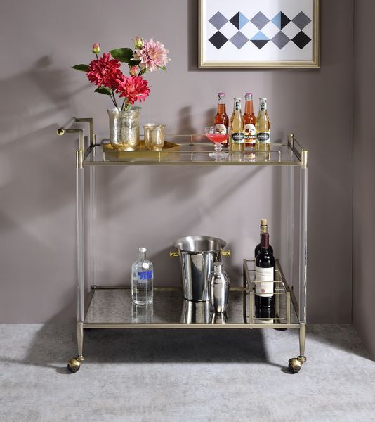 Cirro - Serving Cart - Antique Mirror & Wire Brass - Tony's Home Furnishings