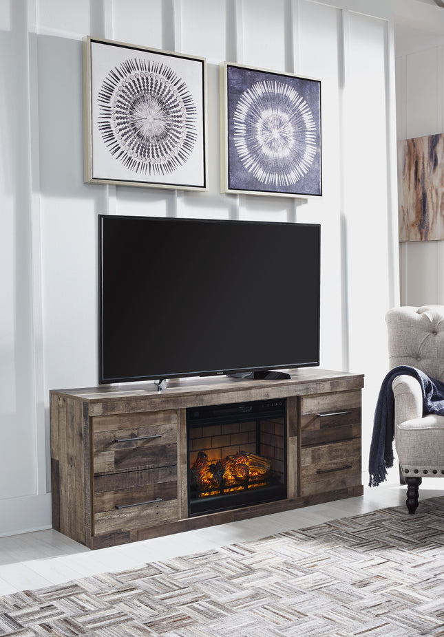 Derekson - Multi Gray - TV Stand With Electric Fireplace Signature Design by Ashley® 