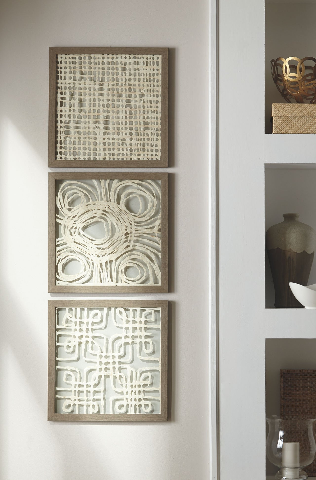 Odella - Cream / Taupe - Wall Decor Set (Set of 3) - Tony's Home Furnishings