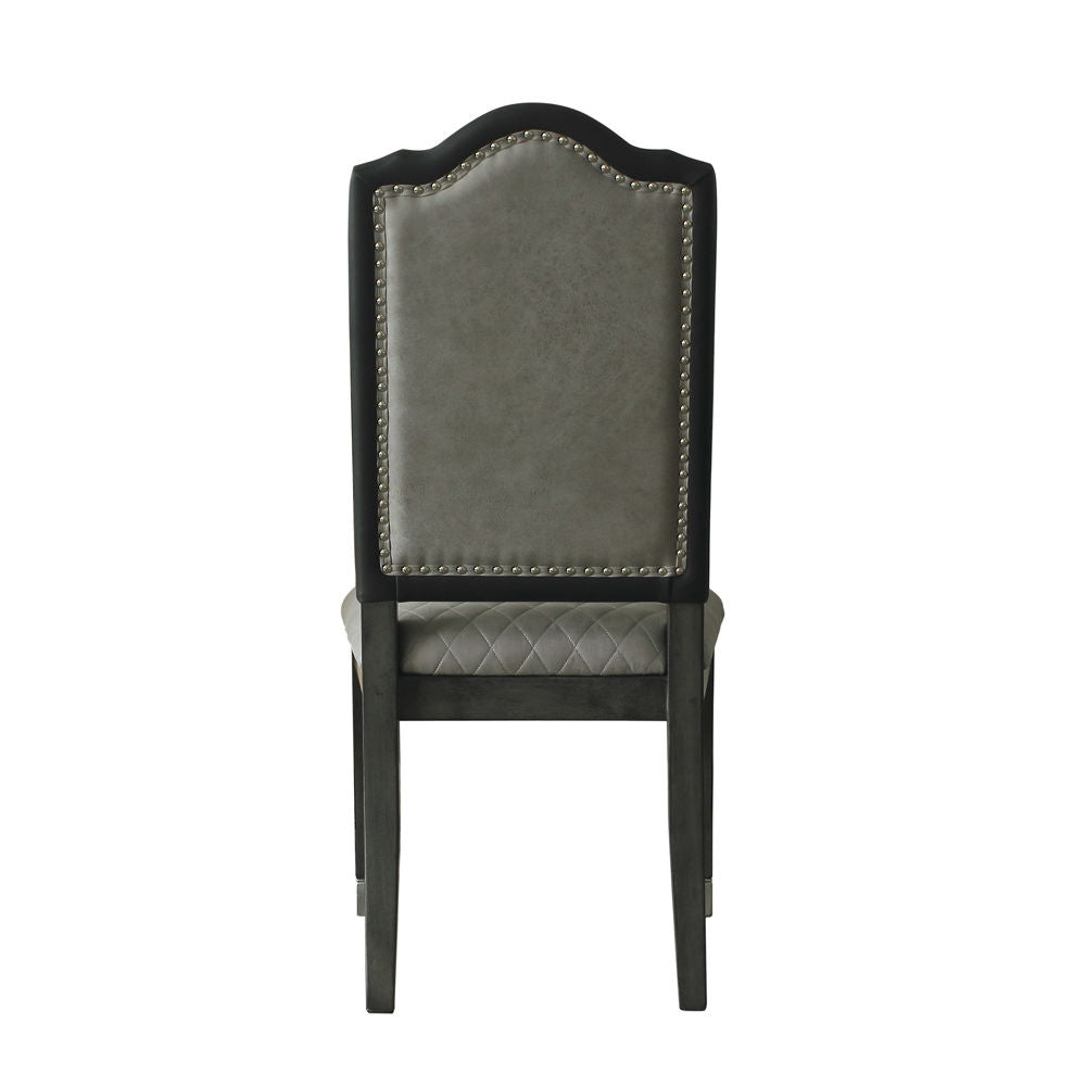House - Beatrice Side Chair (Set of 2) - Two Tone Gray Fabric & Charcoal Finish - Tony's Home Furnishings