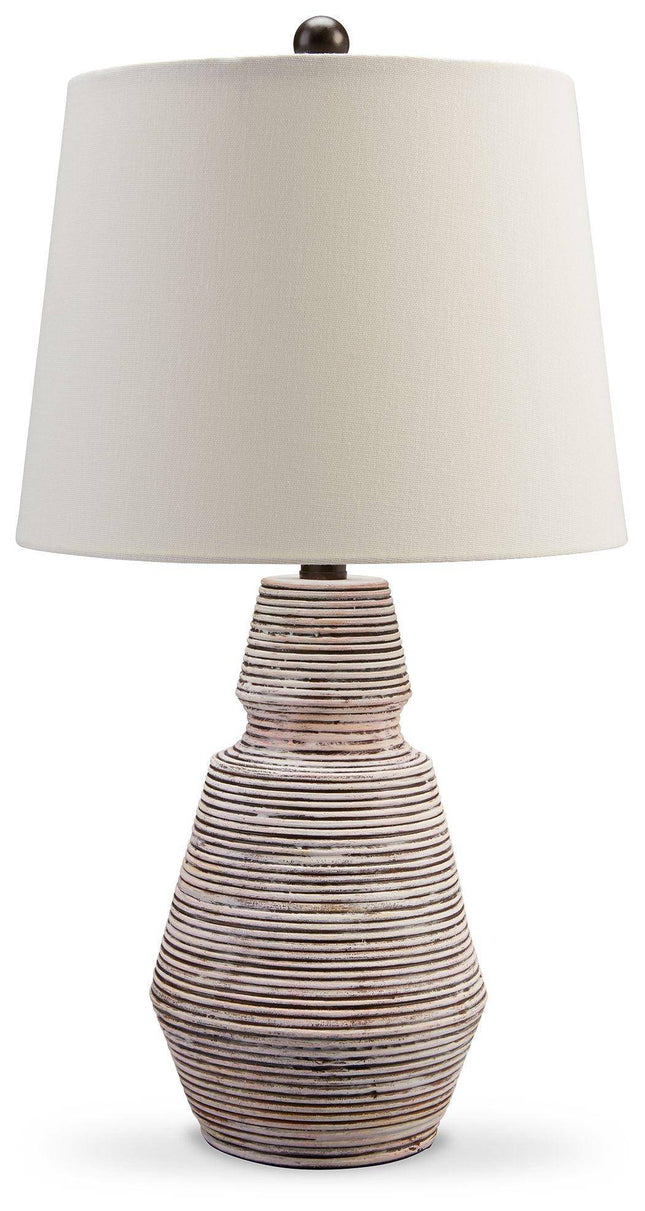 Jairburns - Brick Red / White - Poly Table Lamp (Set of 2) Signature Design by Ashley® Yakima WA