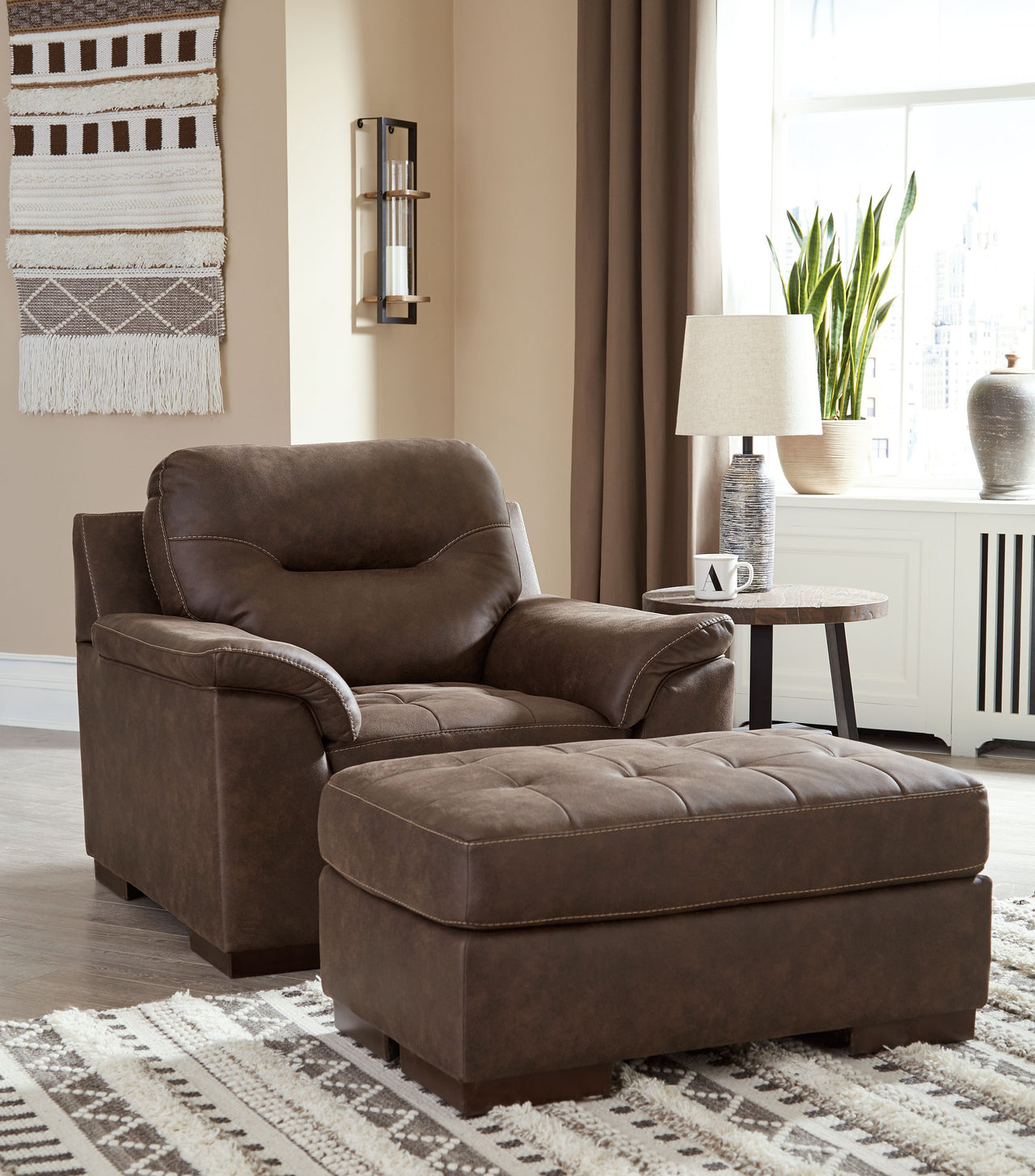 Maderla - Walnut - Chair, Ottoman Tony's Home Furnishings Furniture. Beds. Dressers. Sofas.