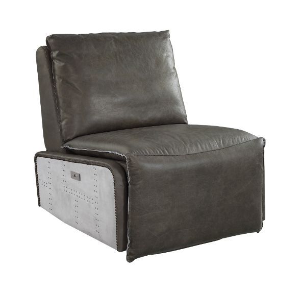 Metier - Recliner - Gray Top Grain Leather & Aluminum - Tony's Home Furnishings