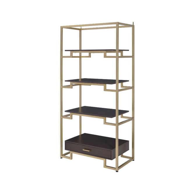 Yumia - Bookshelf - Gold & Clear Glass - Tony's Home Furnishings