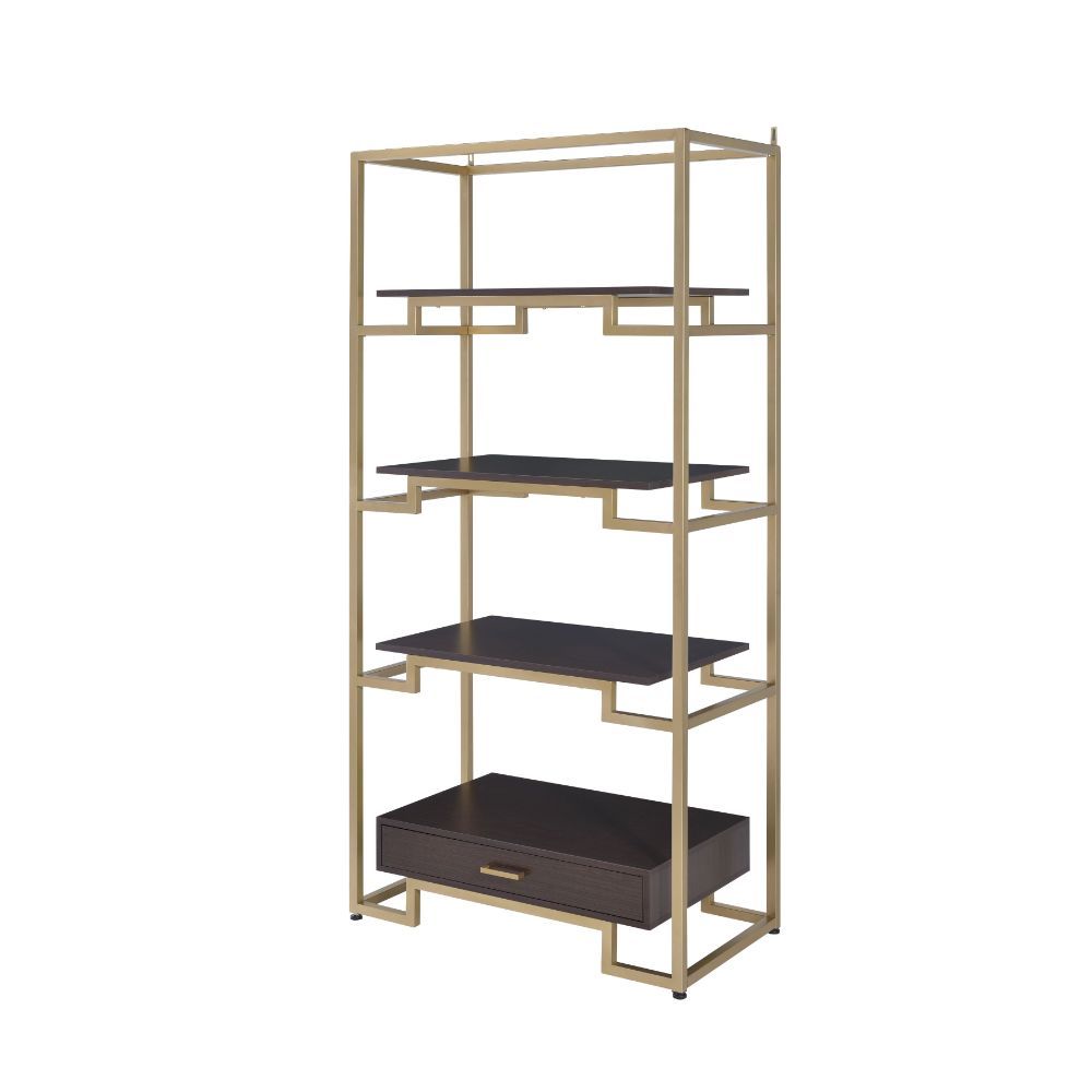 Yumia - Bookshelf - Gold & Clear Glass - Tony's Home Furnishings