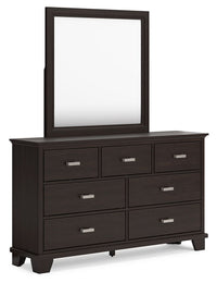 Thumbnail for Covetown - Dark Brown - Dresser And Mirror - Tony's Home Furnishings