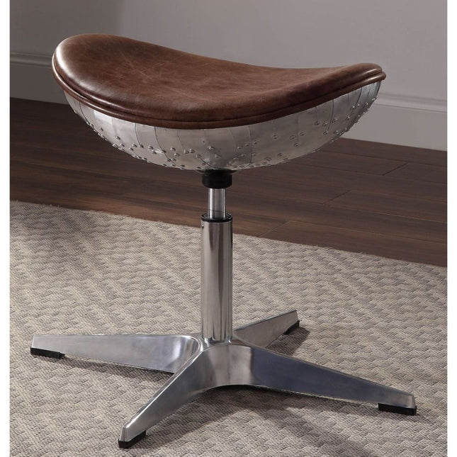 Brancaster - Stool - Retro Brown Top Grain Leather & Aluminum - Tony's Home Furnishings