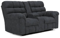 Thumbnail for Wilhurst - Marine - Double Rec Loveseat W/Console Tony's Home Furnishings Furniture. Beds. Dressers. Sofas.