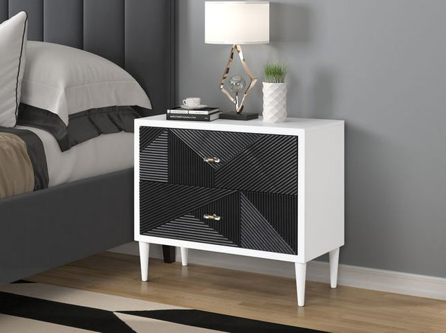 Dubni - Accent Table - White & Black Finish - Tony's Home Furnishings