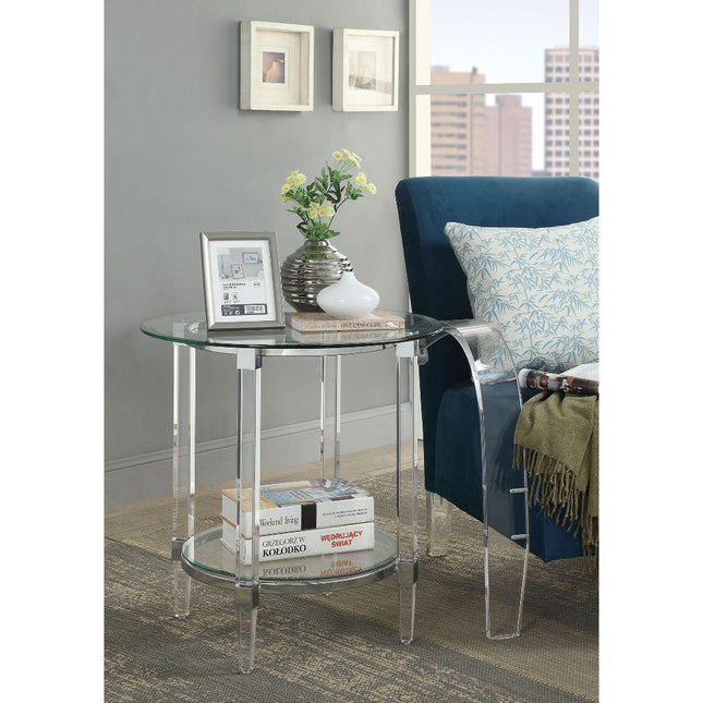 Polyanthus - End Table - Clear Acrylic, Chrome & Clear Glass - Tony's Home Furnishings