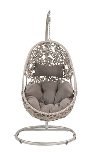 Thumbnail for Sigar - Patio Swing Chair - Light Gray Fabric & Wicker - Tony's Home Furnishings