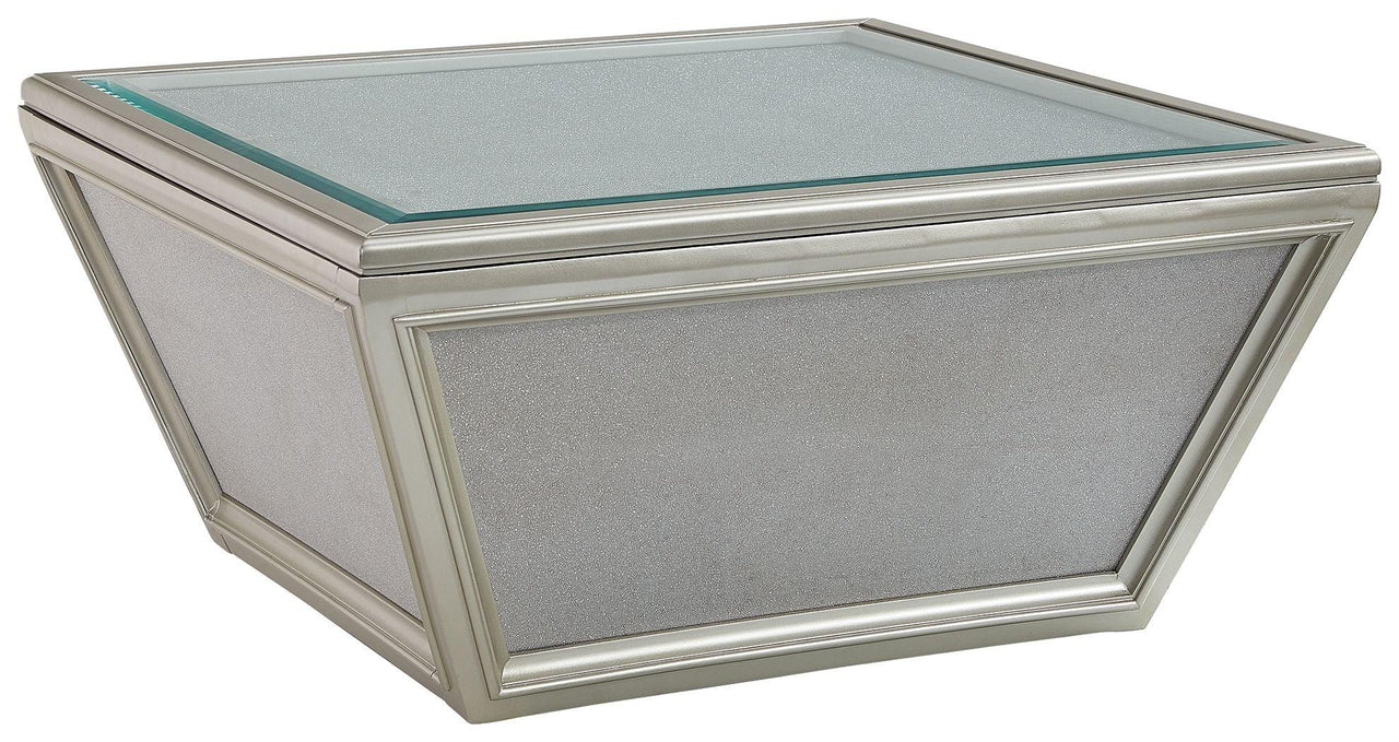 Traleena - Silver Finish - Square Cocktail Table Tony's Home Furnishings Furniture. Beds. Dressers. Sofas.