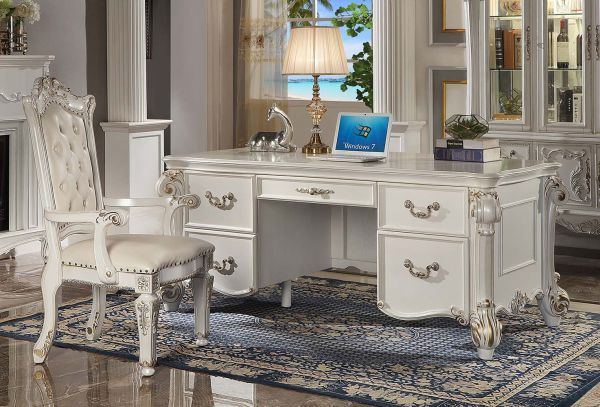 Vendome - Executive Writing Desk - Antique Pearl Finish - Tony's Home Furnishings