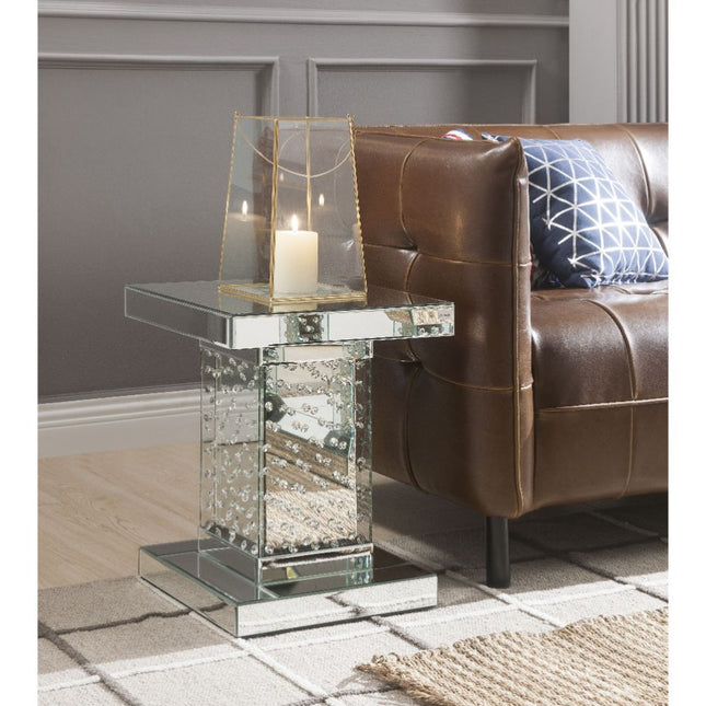 Nysa - End Table - Mirrored & Faux Crystals - 20" - Tony's Home Furnishings