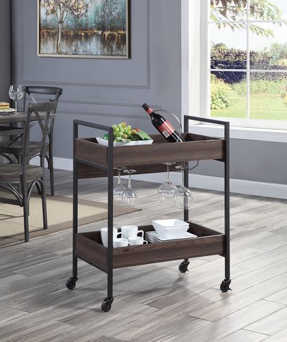 Jerrick - Kitchen Island - Walnut & Black Finish - Tony's Home Furnishings