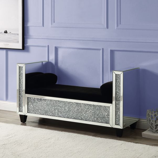 Noralie - Bench - Mirrored & Faux Diamonds - 28" - Tony's Home Furnishings