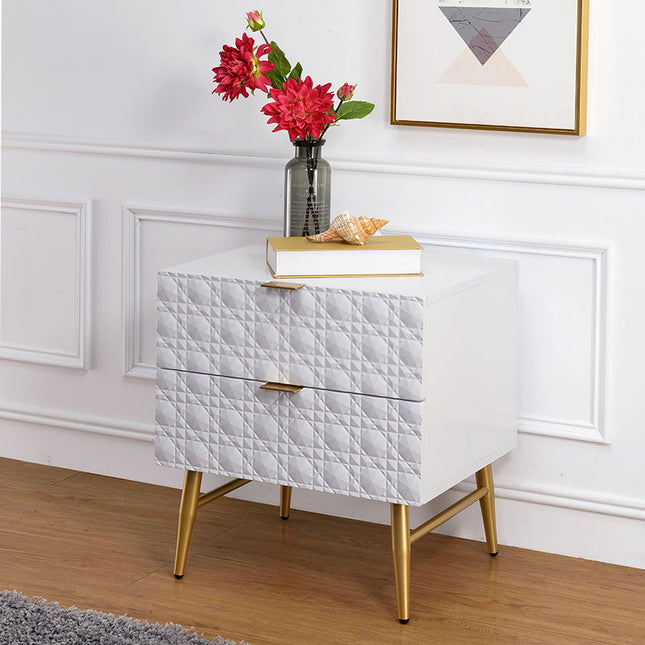 Maisey II - Nightstand - White & Gold - Tony's Home Furnishings