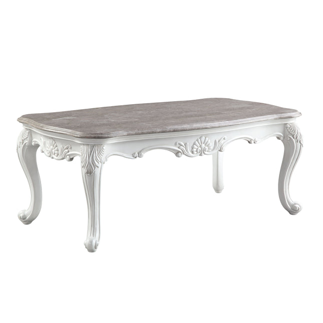 Ciddrenar - Coffee Table - Marble Top & White Finish - Tony's Home Furnishings