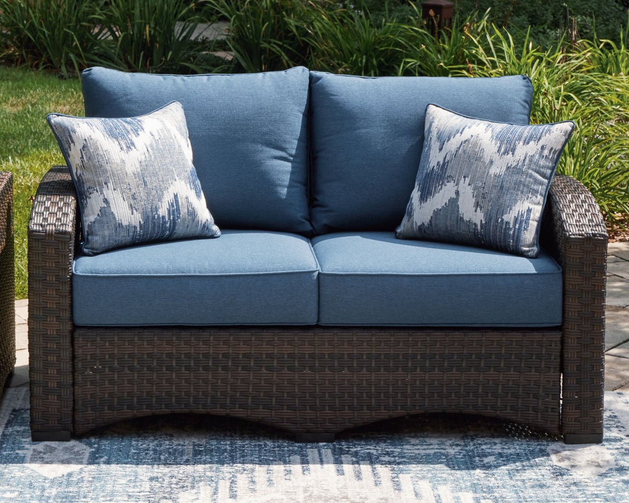 Windglow - Blue / Brown - Loveseat With Cushion - Tony's Home Furnishings