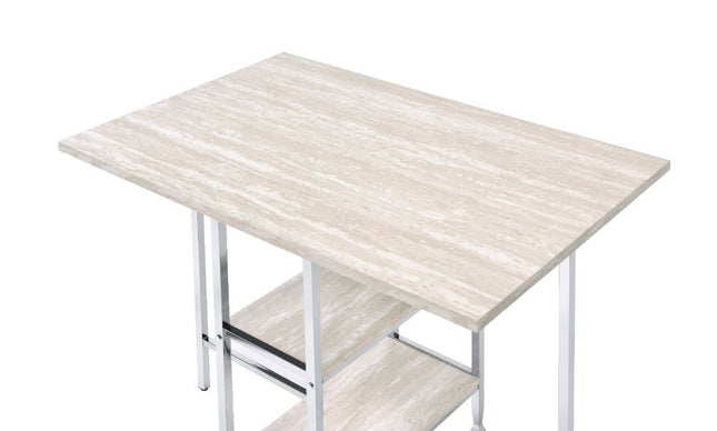 Raine - Counter Height Table - Antique White & Chrome Finish - Tony's Home Furnishings