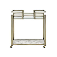 Thumbnail for Neilo - Kitchen Cart - Clear Glass, Faux Marble & Wire Brass Finish - Tony's Home Furnishings