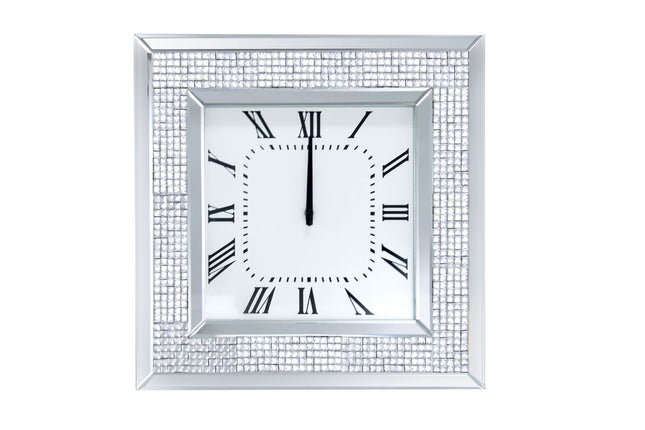 Iama - Wall Clock - Mirrored & Faux Rhinestones - Tony's Home Furnishings