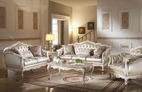 Chantelle - Sofa - Rose Gold PU/Fabric & Pearl White - Tony's Home Furnishings