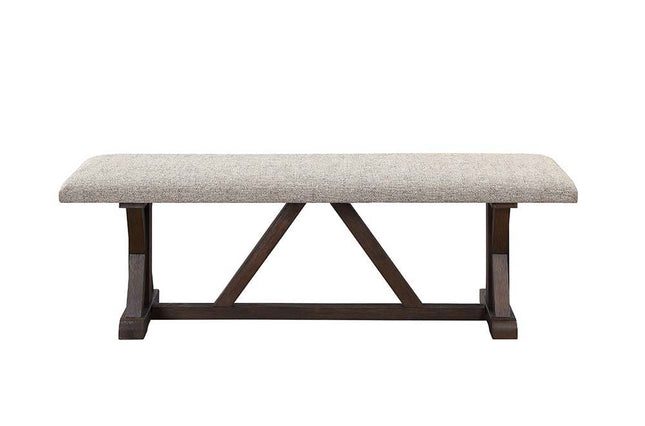 Pascaline - Bench - Gray Fabric, Rustic Brown & Oak Finish - Tony's Home Furnishings