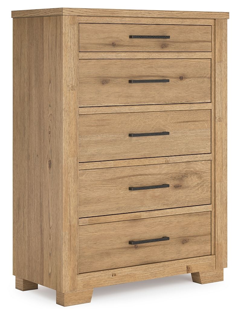 Galliden - Light Brown - Five Drawer Chest - Tony's Home Furnishings