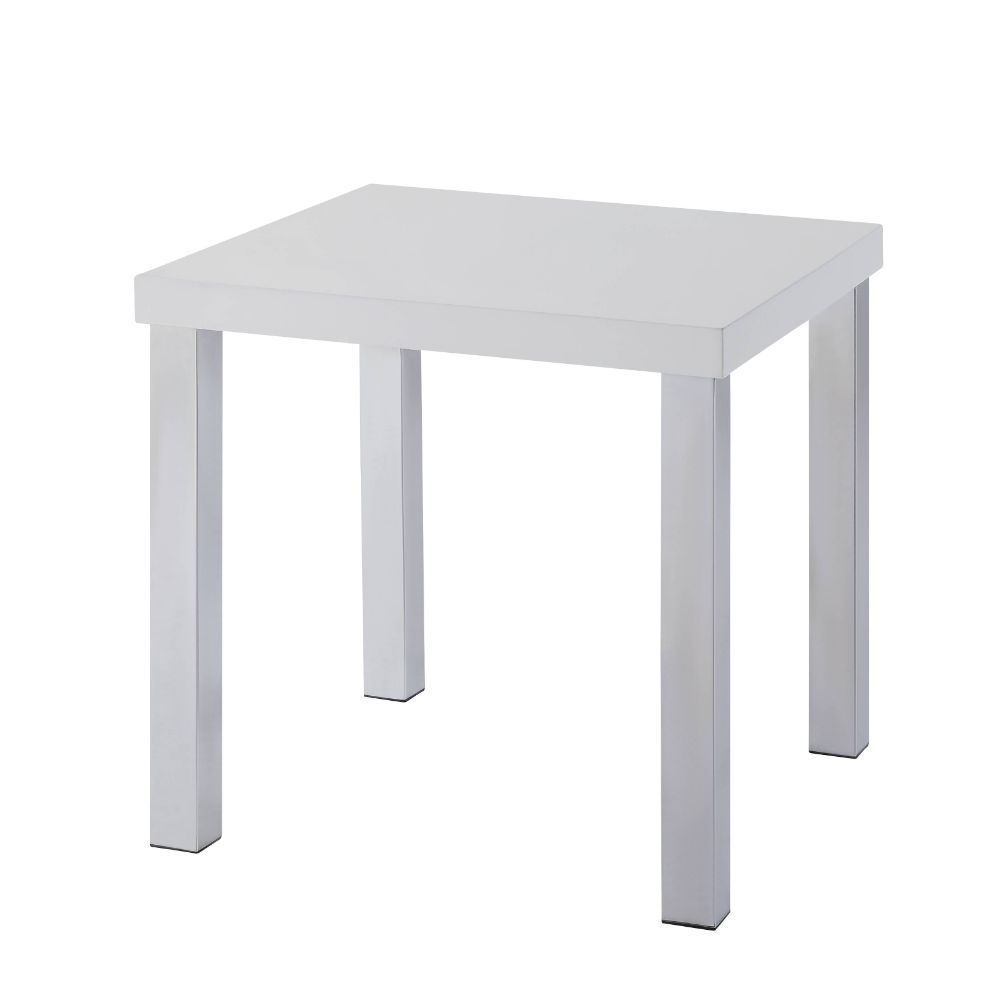 Harta - End Table - White High Gloss & Chrome - Tony's Home Furnishings