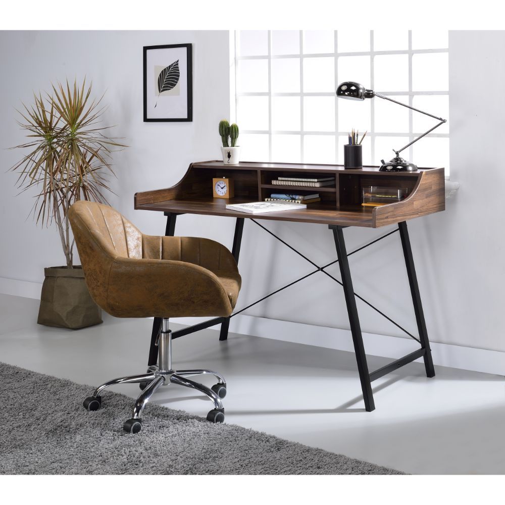 Sange - Desk - Walnut & Black - Tony's Home Furnishings