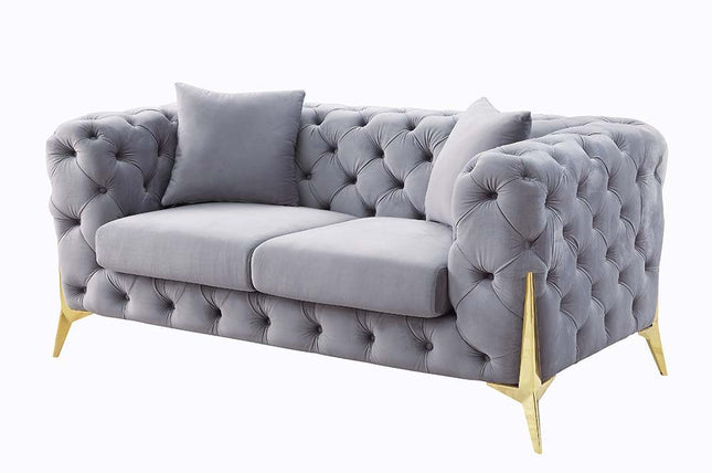 Jelanea - Loveseat - Gray Velvet & Gold Finish - Tony's Home Furnishings