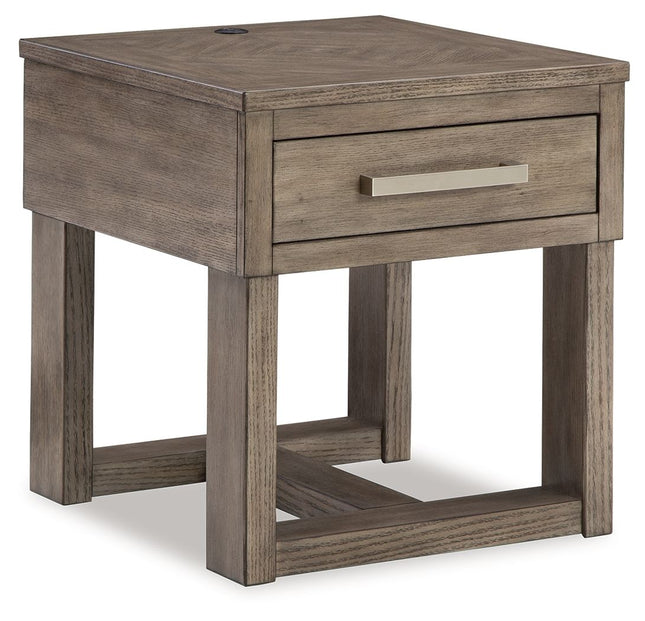 Loyaska - Grayish Brown - Rectangular End Table - Tony's Home Furnishings