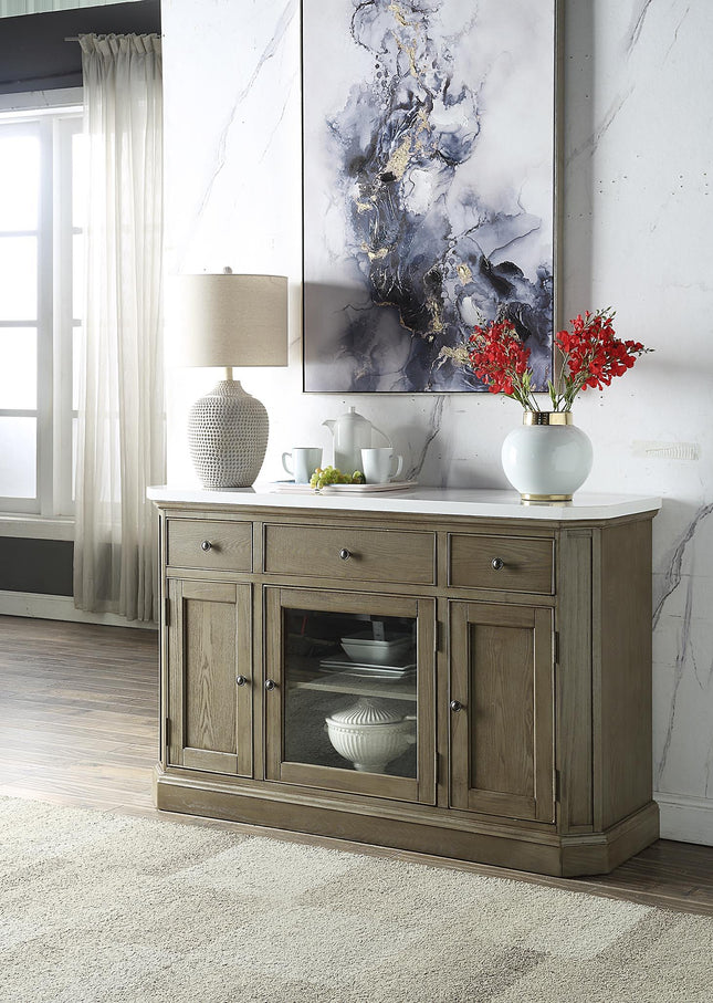 Zumala - Server - Marble & Weathered Oak Finish - Tony's Home Furnishings