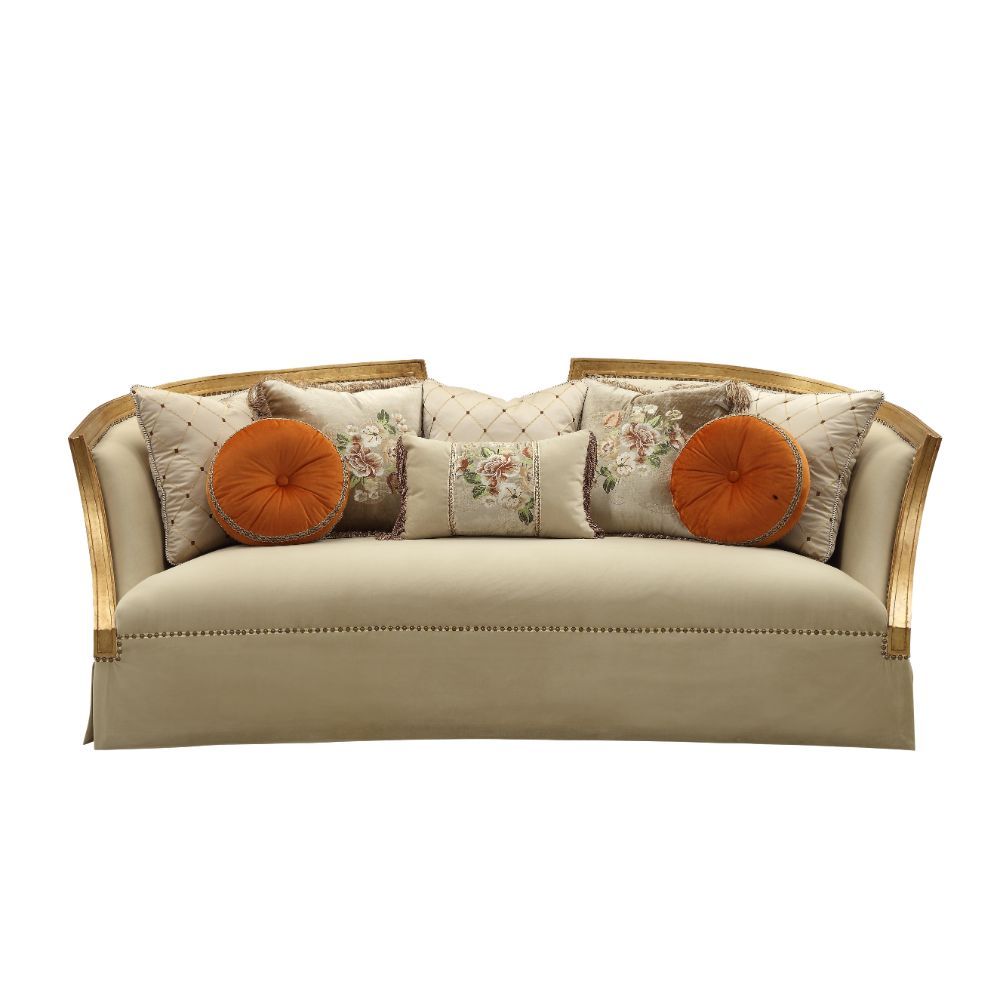 Daesha - Sofa - Tan Flannel & Antique Gold - Tony's Home Furnishings