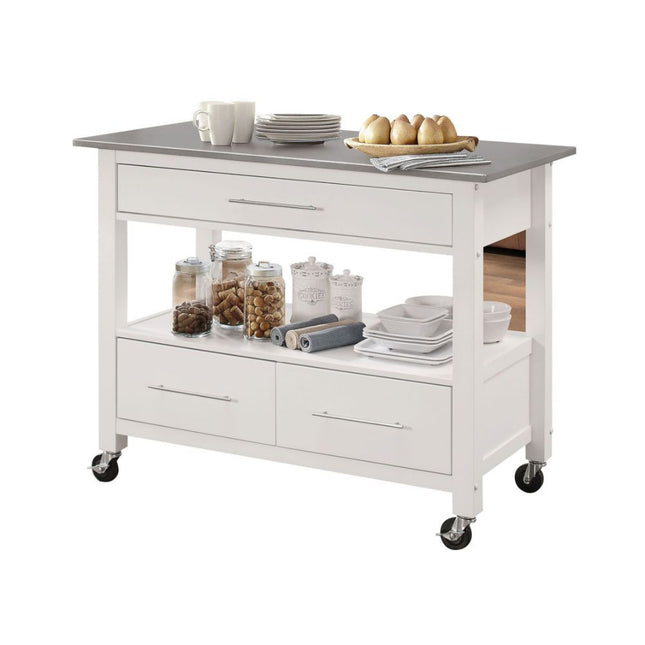 Ottawa - Kitchen Cart - Stainless Steel & White - Tony's Home Furnishings