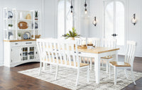 Thumbnail for Ashbryn - White / Natural - Rectangular Dining Room Table - Tony's Home Furnishings