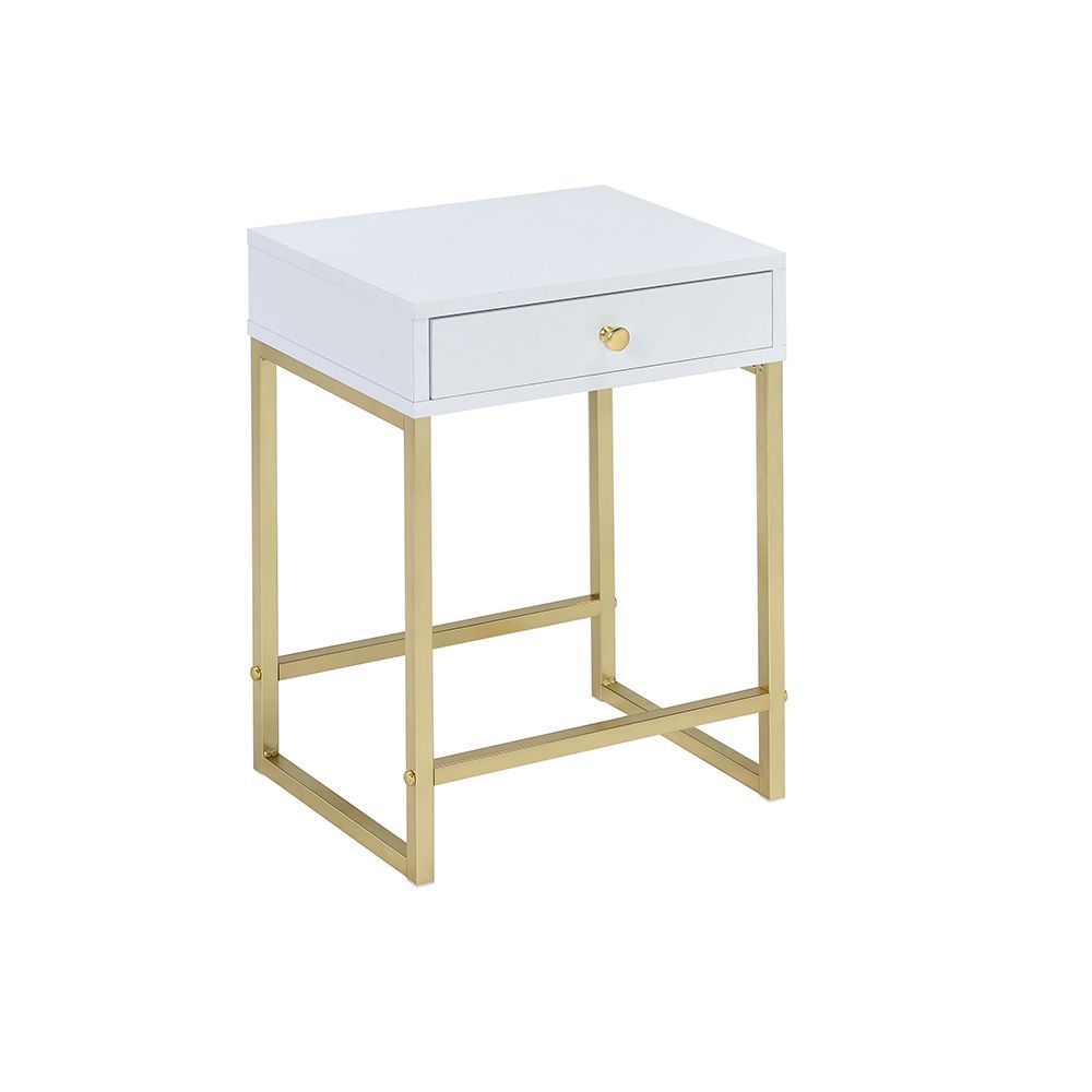 Coleen - Accent Table - White & Brass - Tony's Home Furnishings